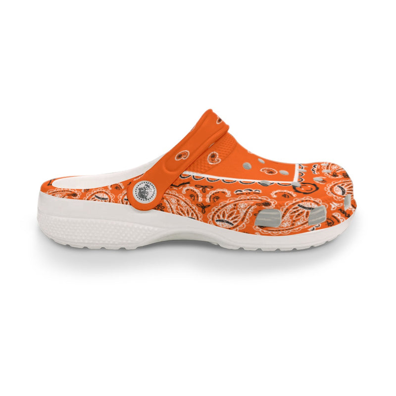 Women's Bright Orange Classic Bandana Clogs