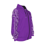 Unisex Grape Bandana Sleeved Zip-Up Hoodie