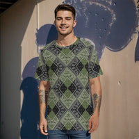 Men's Army Green Black Diamond Bandana Cotton Tee