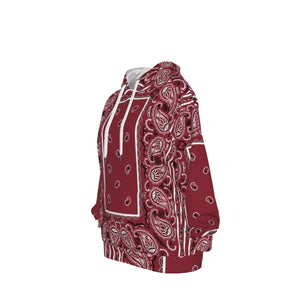 Unisex Cotton Maroon OG Bandana Pullover Hoodie