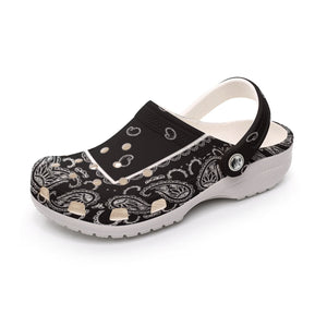 Women's Black Classic Bandana Clogs