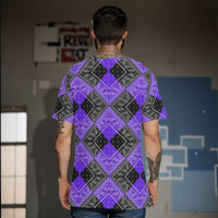 Men's Purple Black Diamond Bandana Cotton Tee