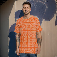 YAP - Men's Bandana4 Bright Orange and White TShirt