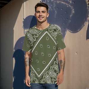 YAP - Men's Tilted Army Green OG Bandana  TShirt