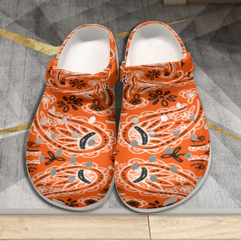 Men's Bright Orange Classic Big Bandana Clogs