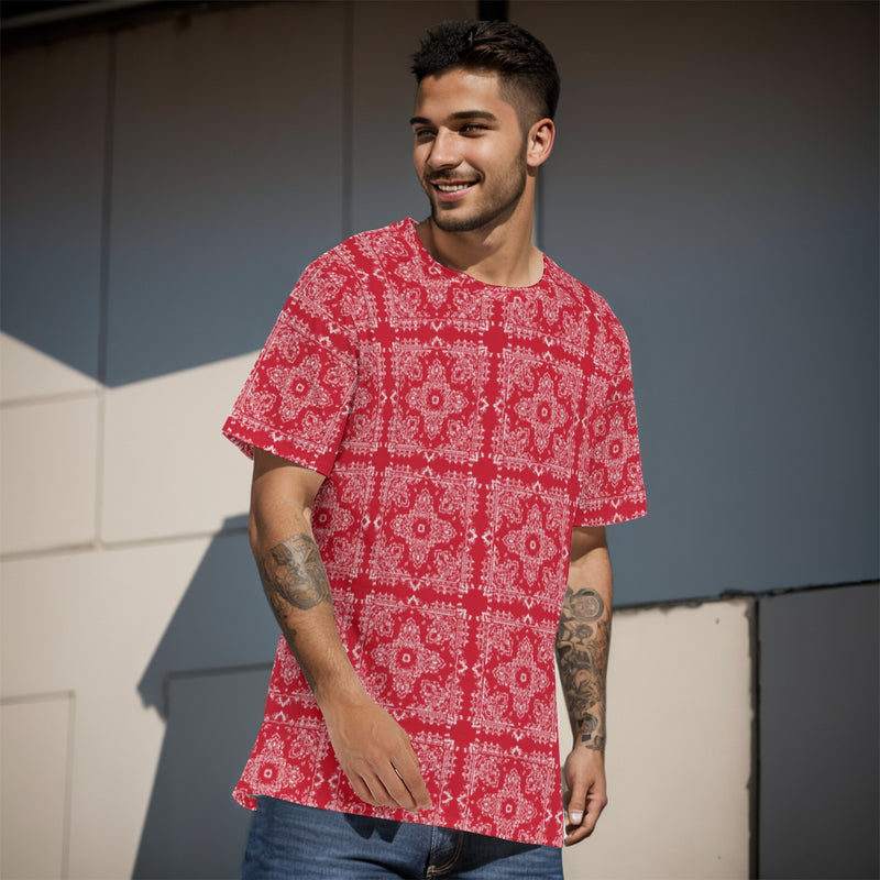 YAP - Men's Bandana4 Red and White TShirt