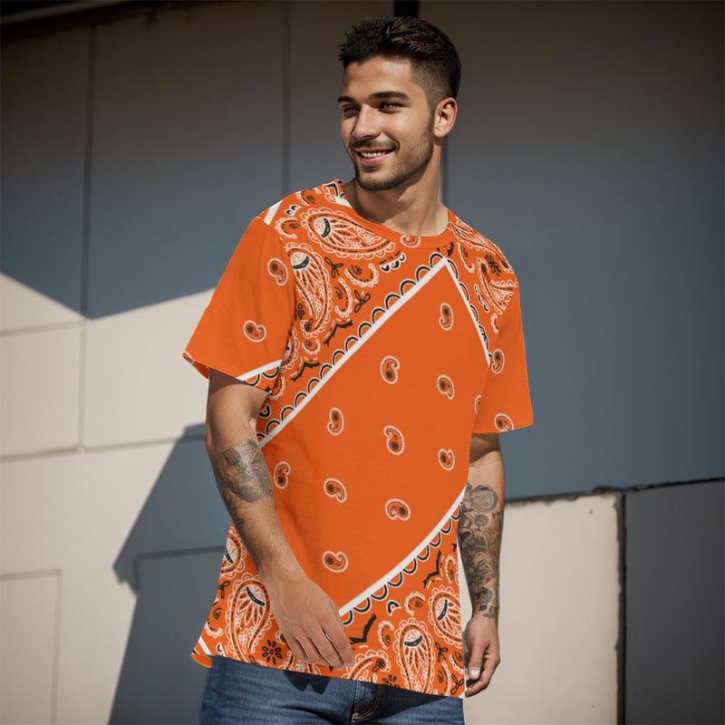 YAP - Men's Tilted Bright Orange OG Bandana  TShirt