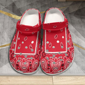 Women's Red Classic Bandana Clogs