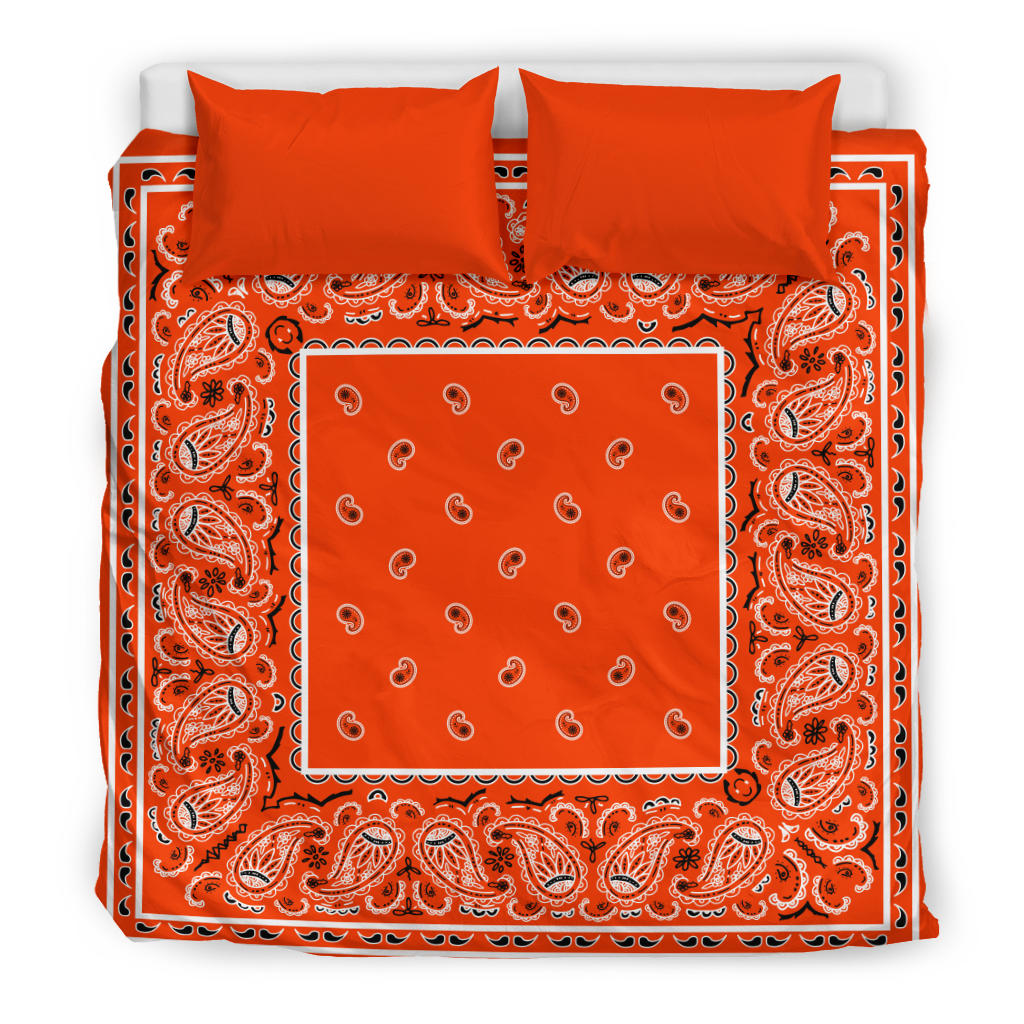 King Orange Bandana Duvet Cover Set