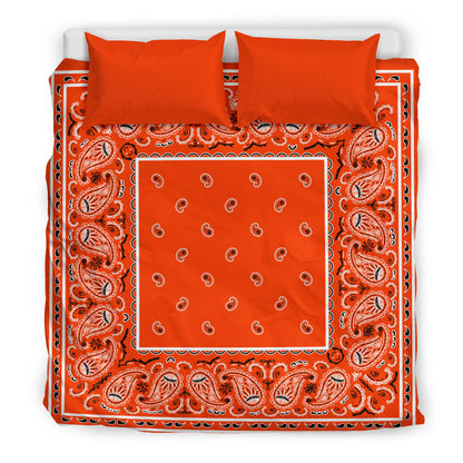 King Orange Bandana Duvet Cover Set