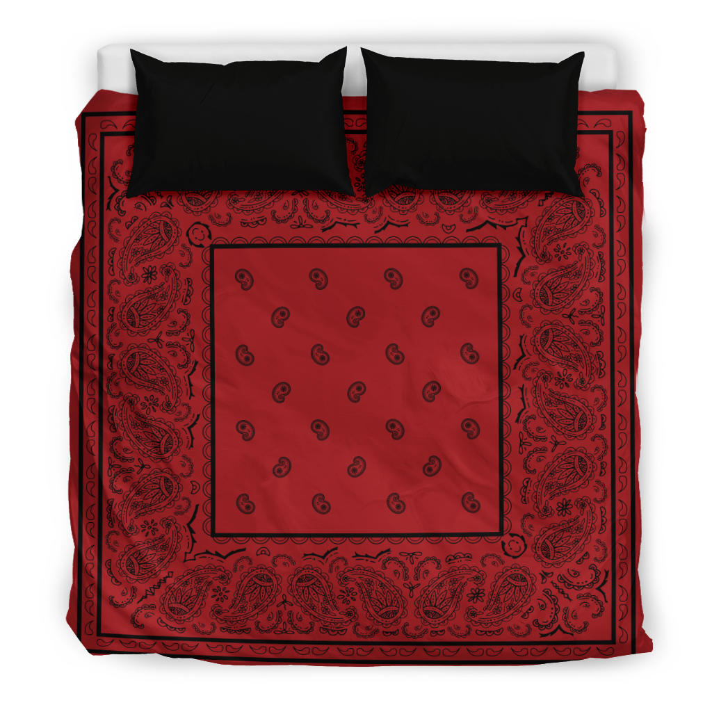 King Red with Black Bandana Duvet Cover Set