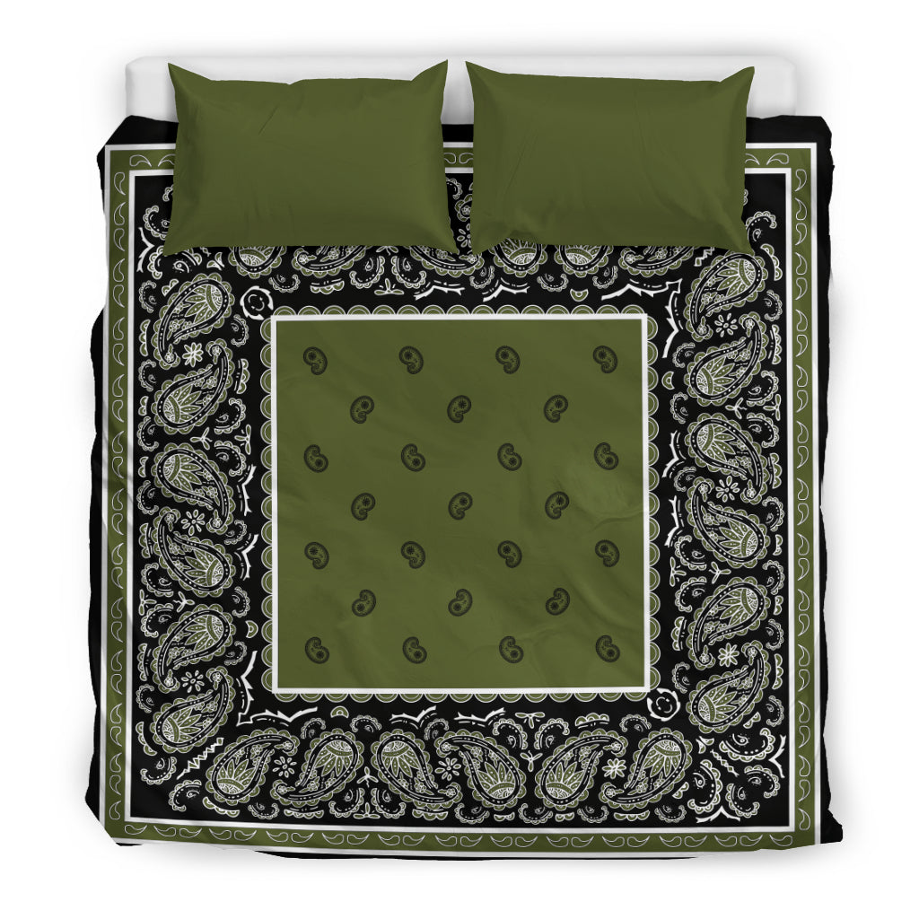 King Green and Black Bandana Duvet Cover Set