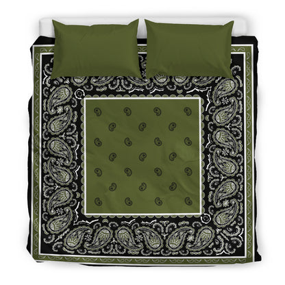 King Green and Black Bandana Duvet Cover Set