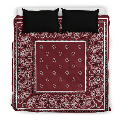 King Burgundy Bandana Duvet Cover Set