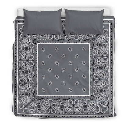 King Gray Bandana Duvet Cover Set