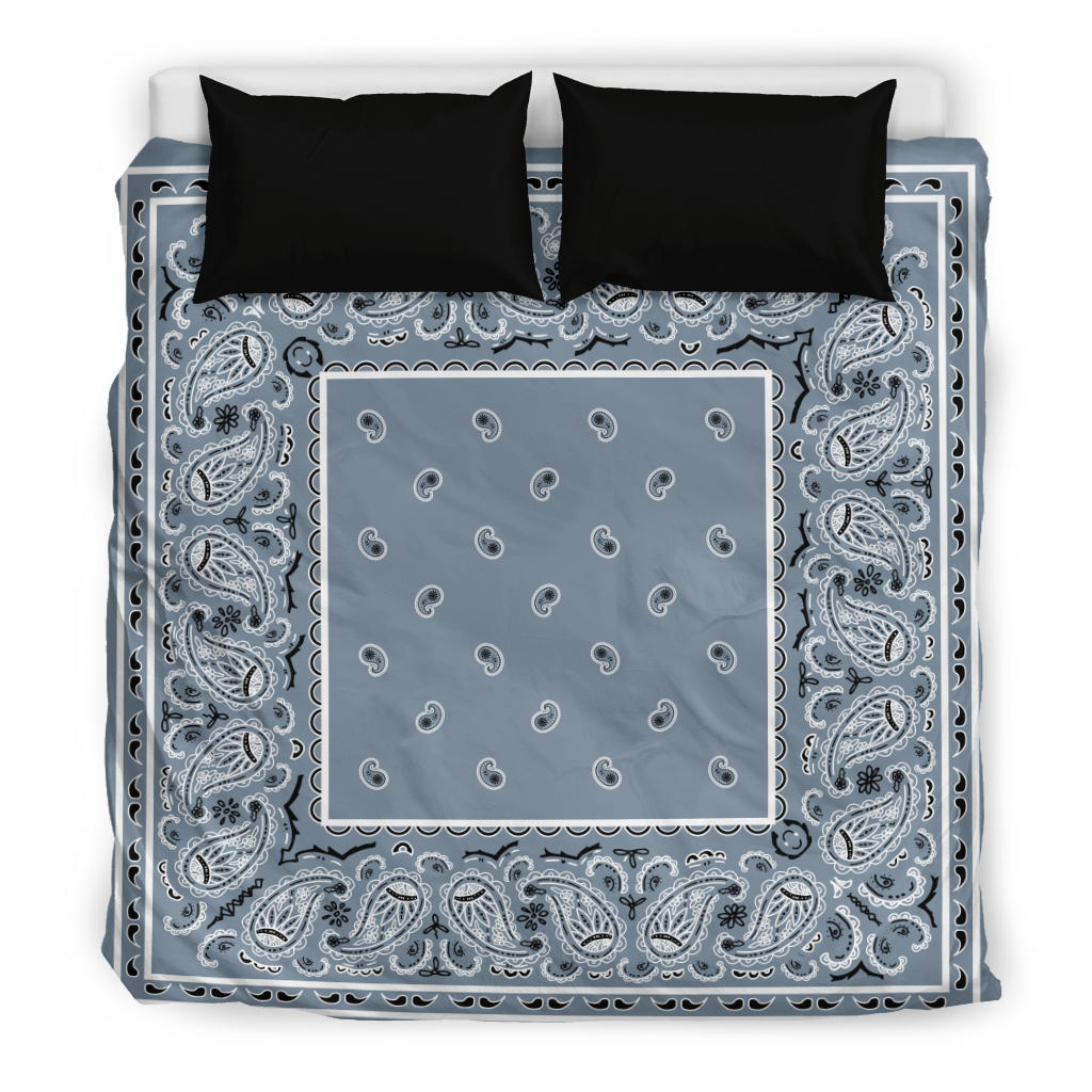 King Slate Blue Bandana Duvet Cover Set