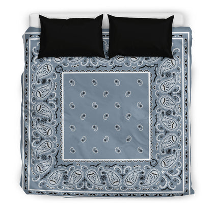 King Slate Blue Bandana Duvet Cover Set