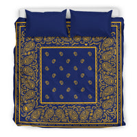 King Blue and Gold Bandana Duvet Cover Set