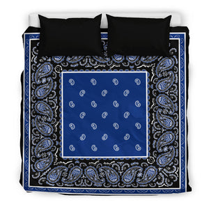 blue and black bandana duvet cover