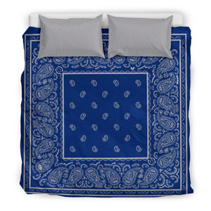 king blue and gray bandana bedding