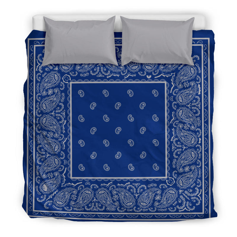 king blue and gray bandana bedding