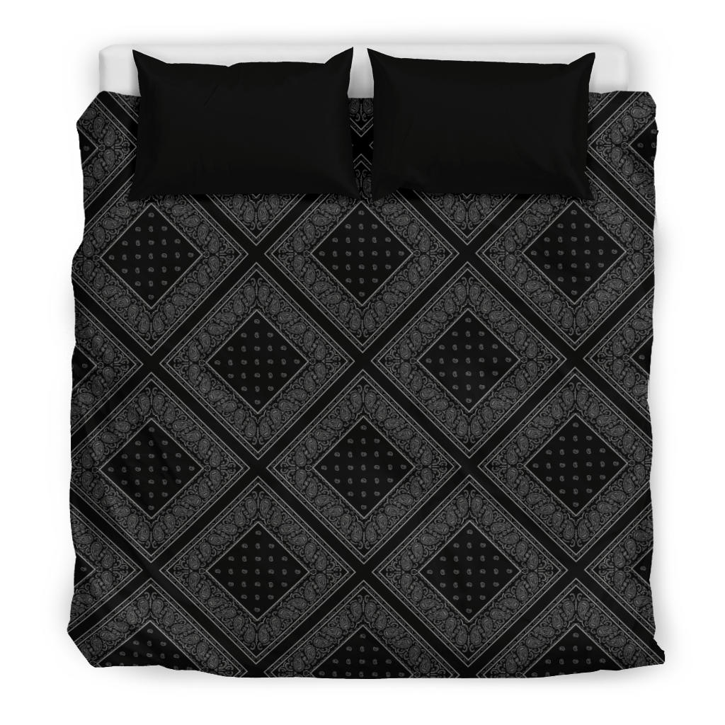 Black and Gray Bandanas Duvet Cover Set