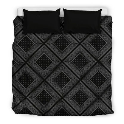 Black and Gray Bandanas Duvet Cover Set