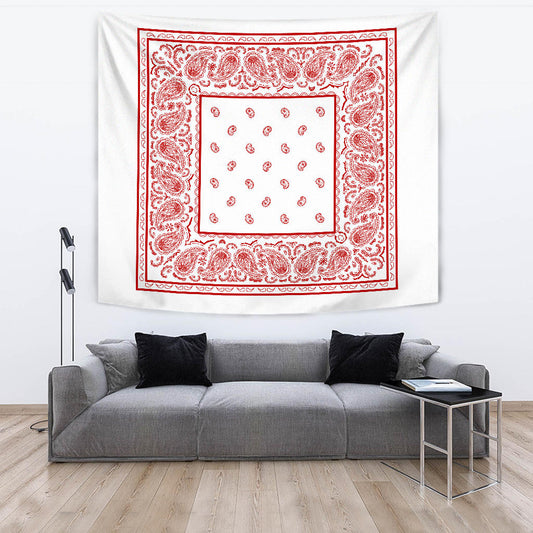 white with red bandana wall tapestry