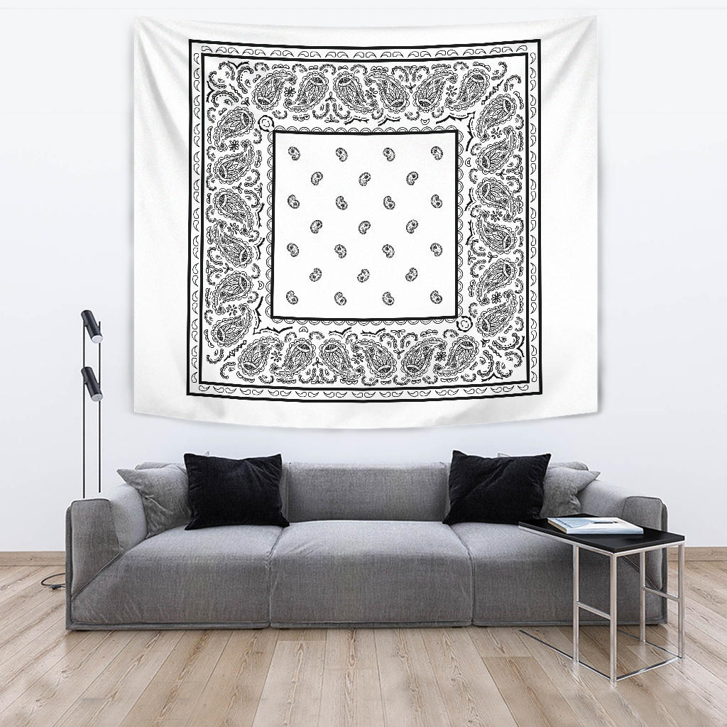 black and white bandana wall tapestry