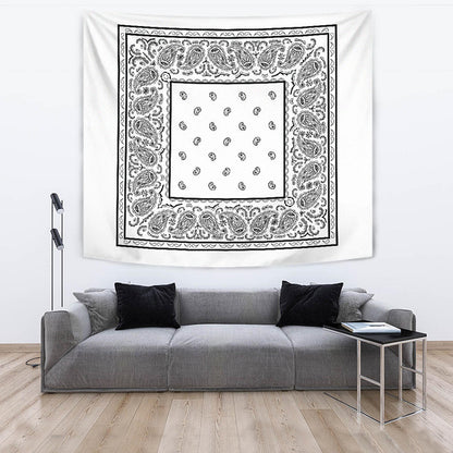 black and white bandana wall tapestry