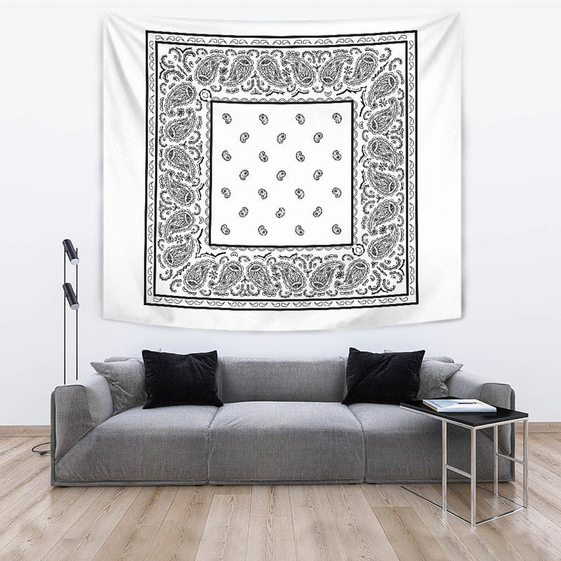 black and white bandana wall tapestry 