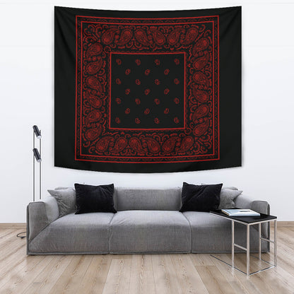 black and red tapestry