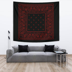 black and red tapestry