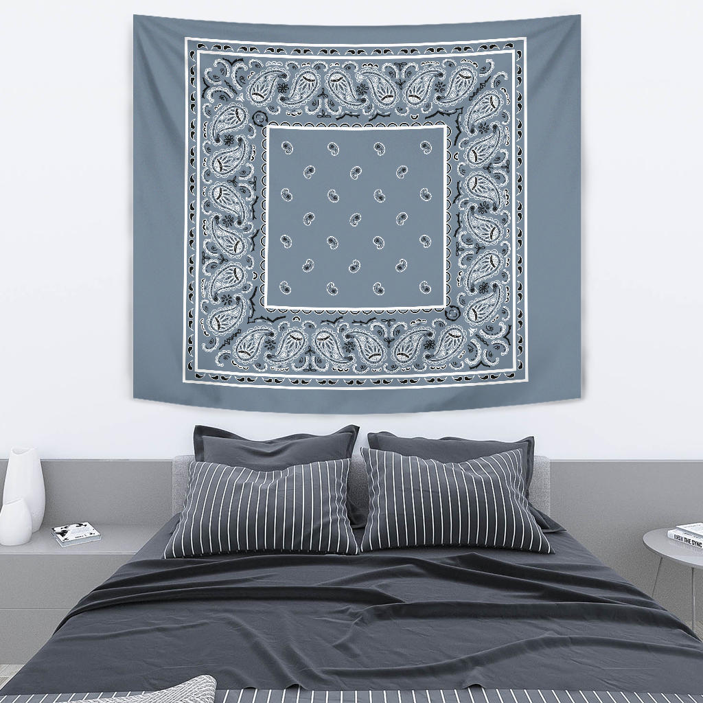 slate blue bandana wall art tapestry