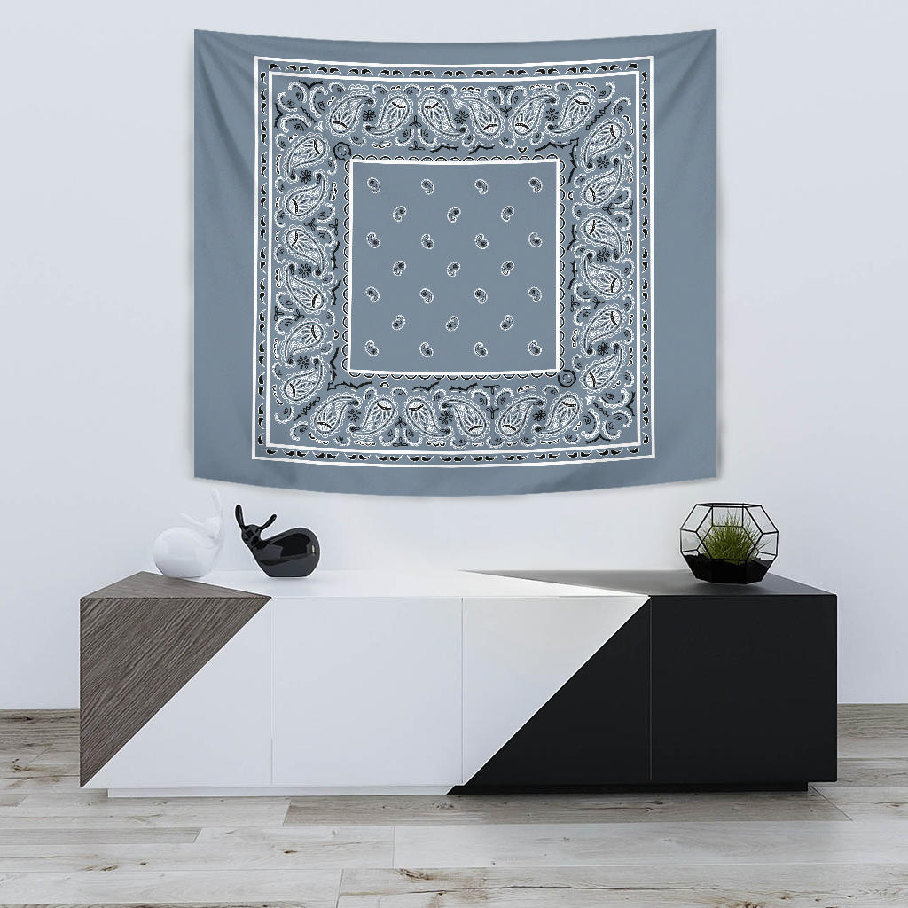 slate blue bandana wall art tapestry