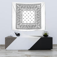 white bandana wall tapestry with black