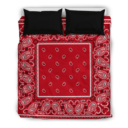 Queen Red Bandana Duvet Cover Set