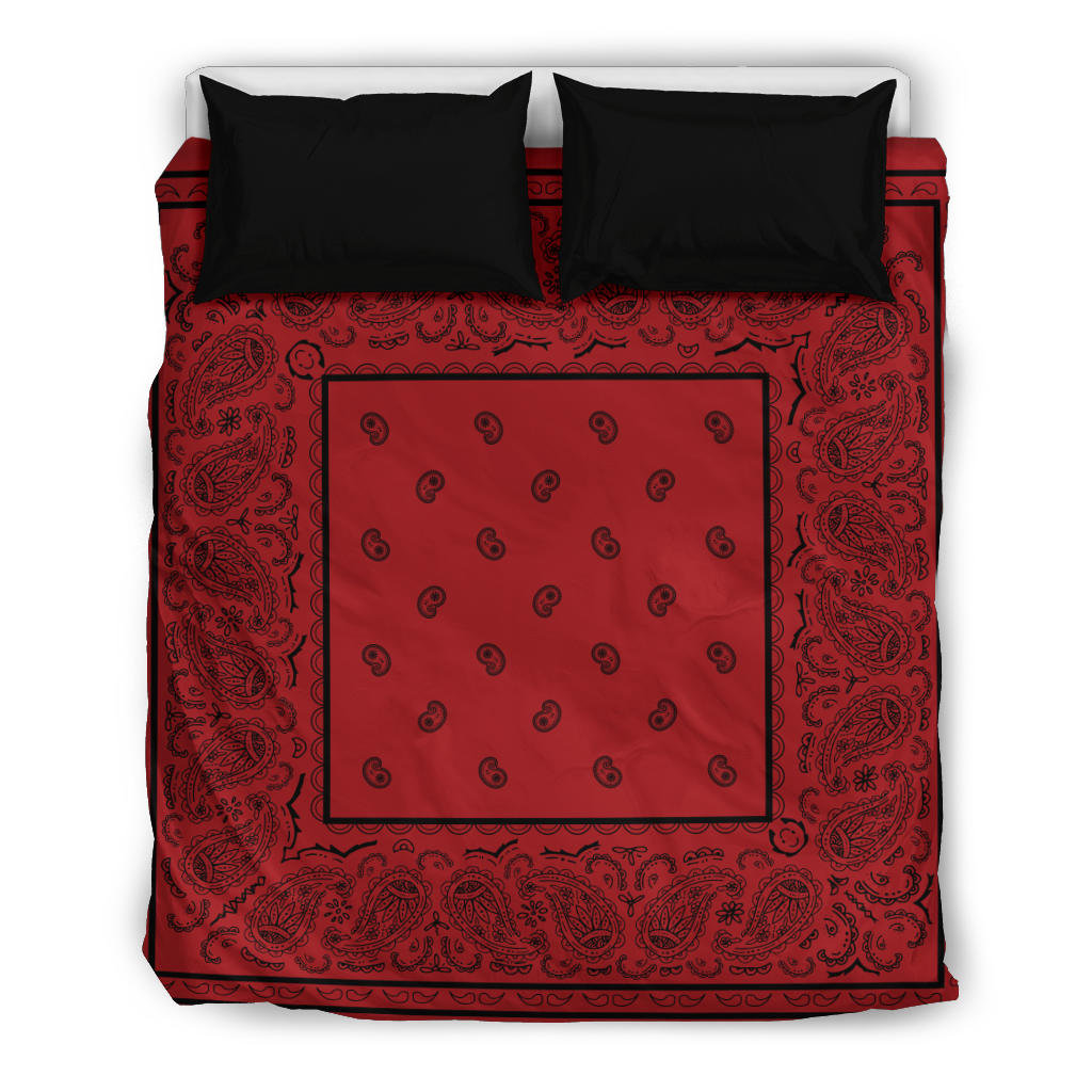 Red with Black Bandana Duvet Cover Set