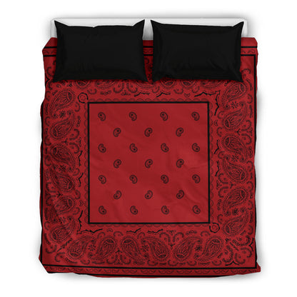 Red with Black Bandana Duvet Cover Set