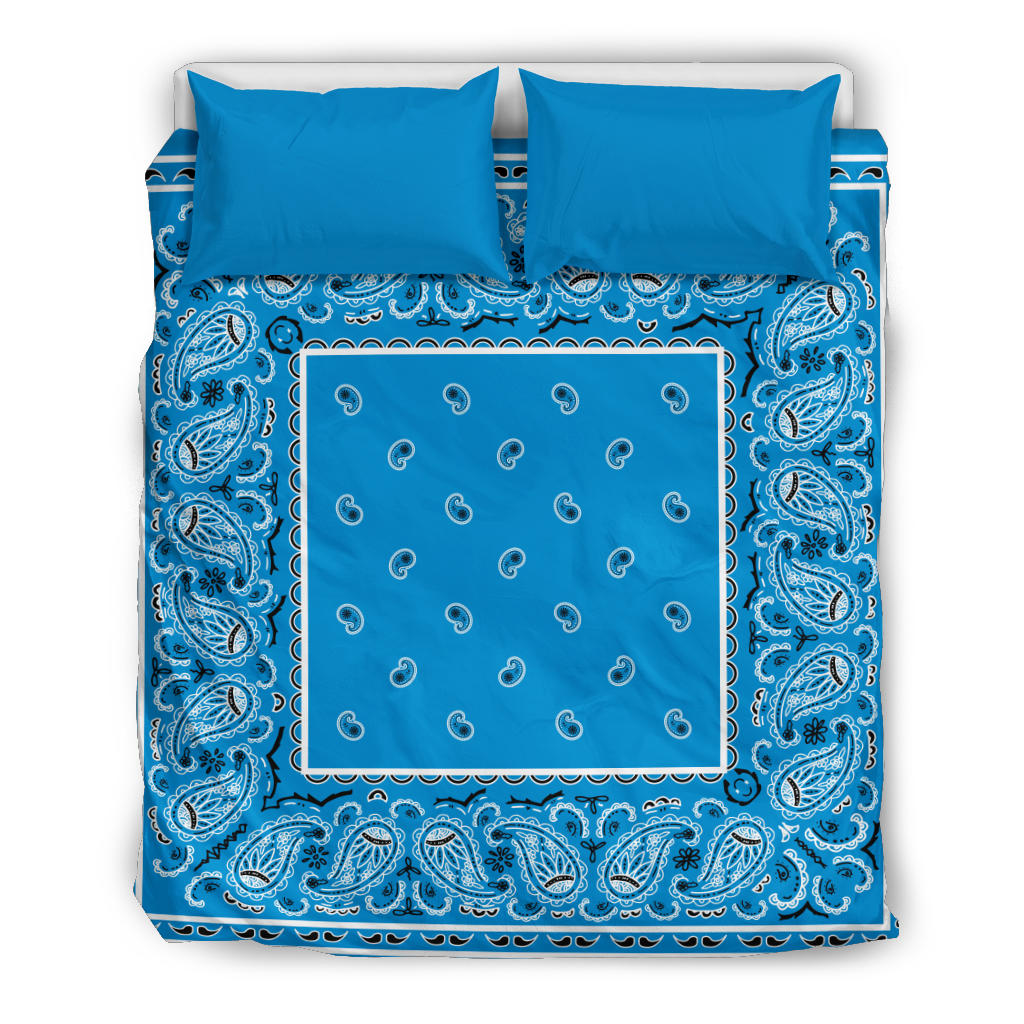 Sky Blue Bandana Duvet Cover Set