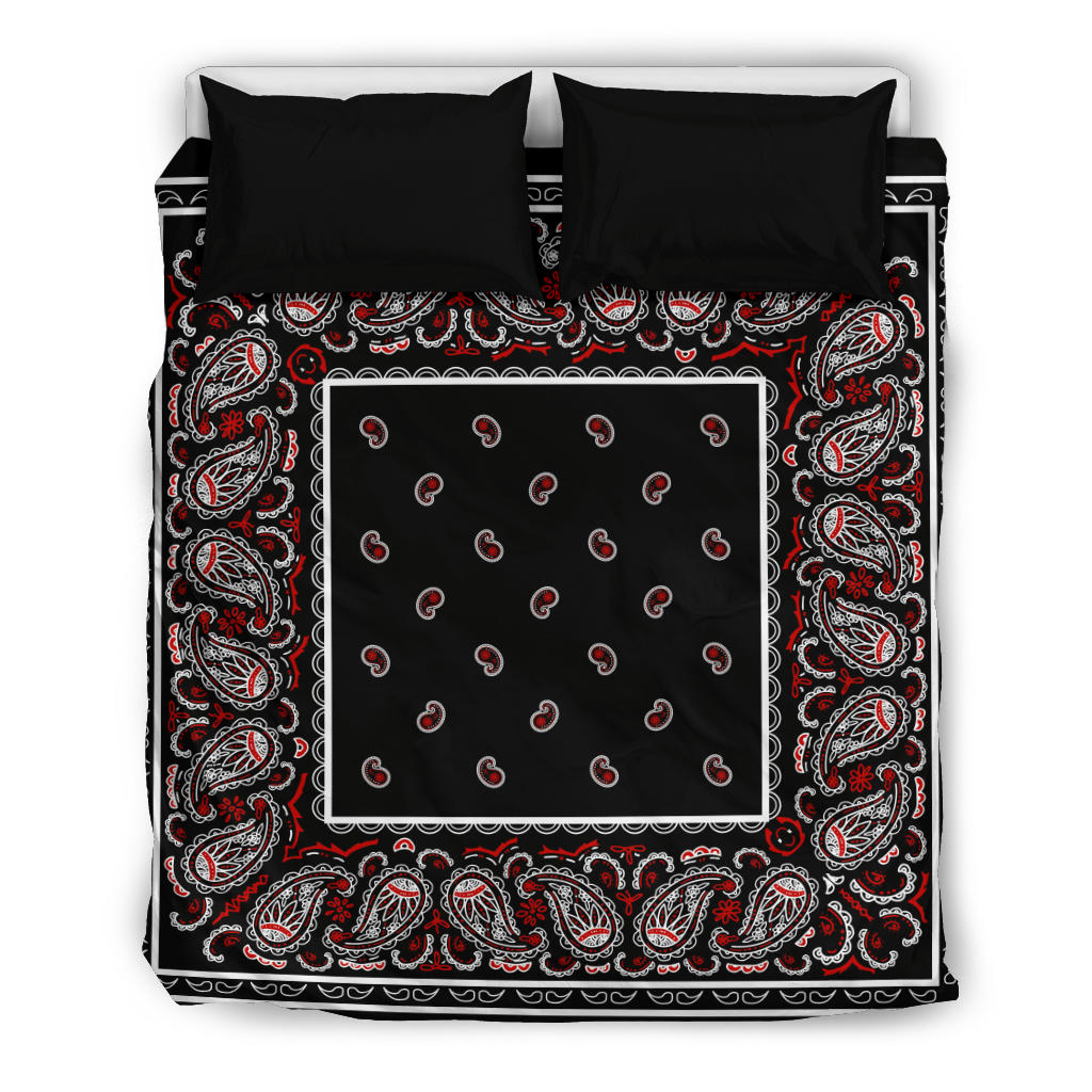 Black Bandana Duvet Cover Set