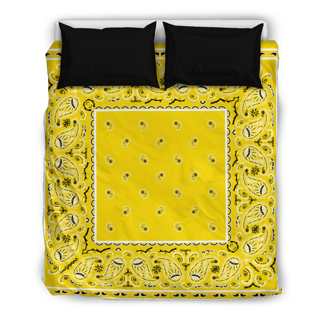 Queen Yellow Bandana Duvet Cover Set