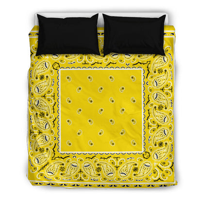 Queen Yellow Bandana Duvet Cover Set