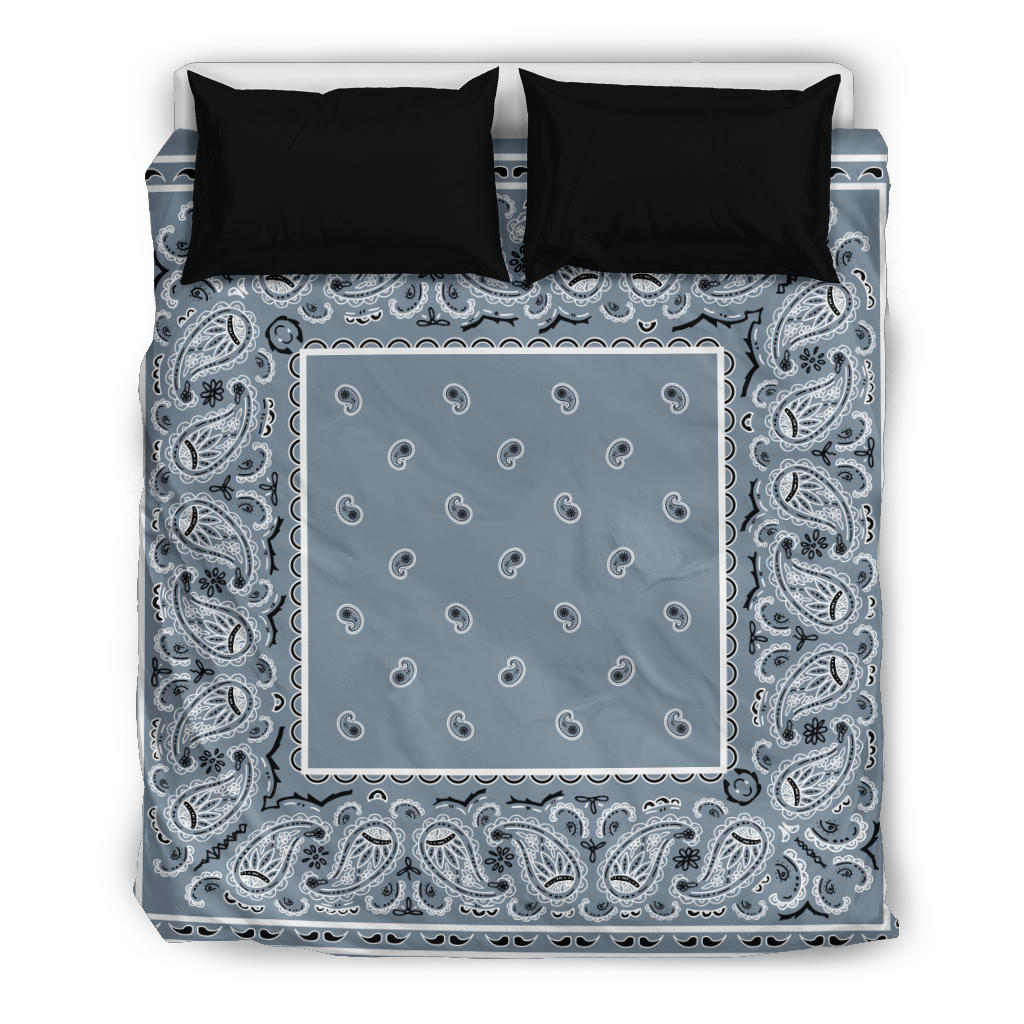 Slate Blue Bandana Duvet Cover Set