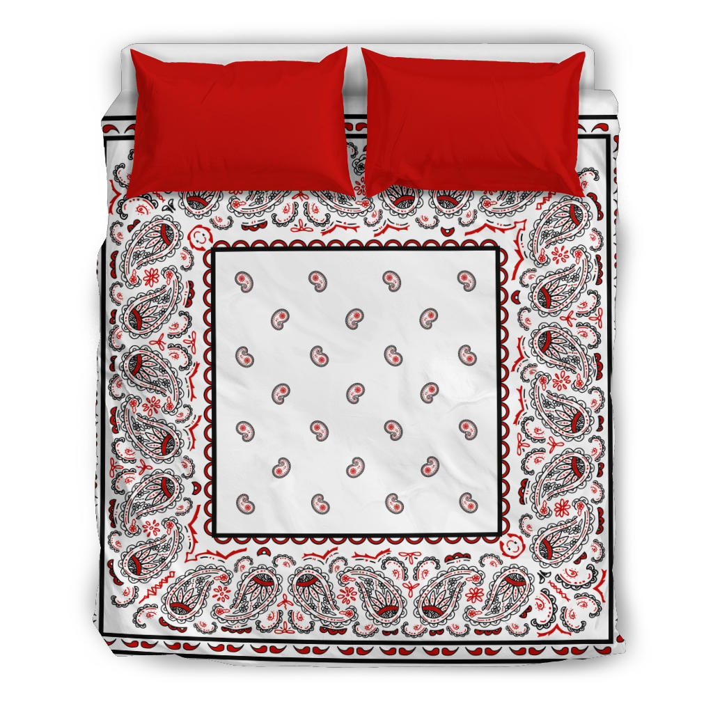 Queen White Bandana Duvet Cover