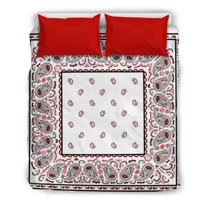 Queen White Bandana Duvet Cover