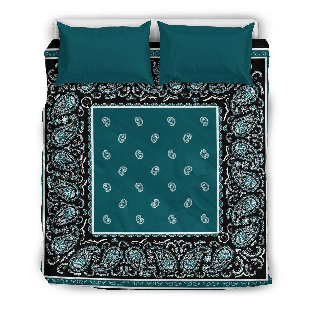 Peacock blue bandana duvet