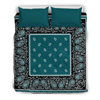Peacock blue bandana duvet