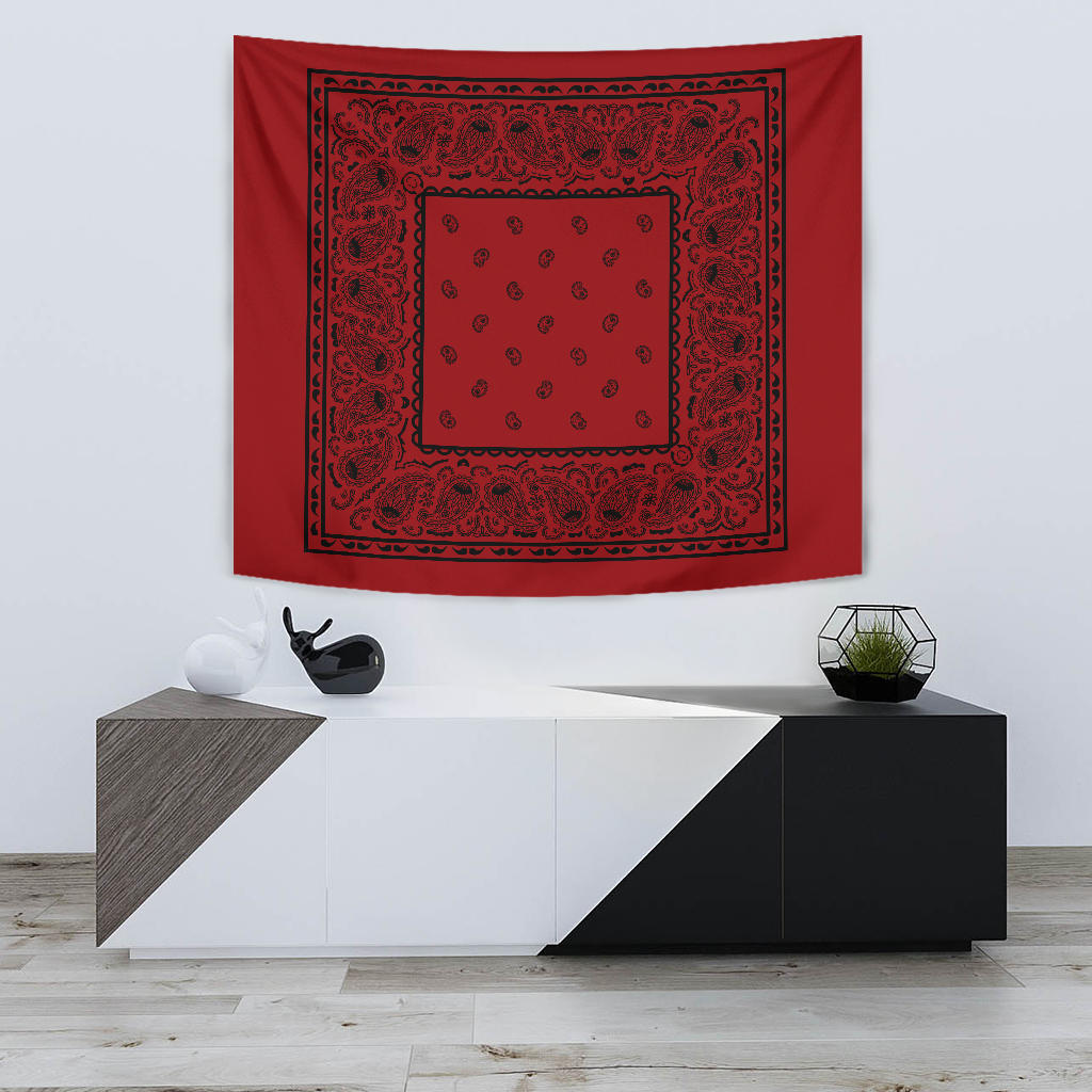 Red with Black Bandana Tapestry