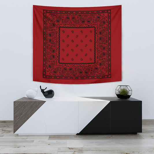 Red with Black Bandana Tapestry
